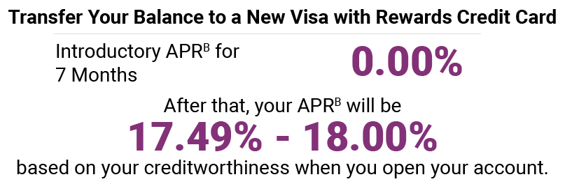 Transfer Your Balance to a New Rewards Credit Card. Introductory APR* for 7 Months is 0.00% APR*